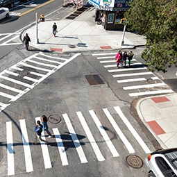 Three crosswalks forming a triangle